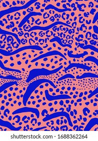 Hand Drawn Abstract Leopard Cheetah Zebra Stripes Mixed Mosaic Animal Skin Shapes and Dots Geometric Repeat Vector Pattern Isolated Background  