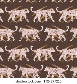 Hand Drawn Abstract Leopard Cheetah with Animal Skin Texture Repeating Vector Pattern Isolated Background