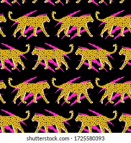 Hand Drawn Abstract Leopard Cheetah with Animal Skin Texture Repeating Vector Pattern Isolated Background
