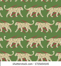 Hand Drawn Abstract Leopard Cheetah with Animal Skin Texture Repeating Vector Pattern Isolated Background