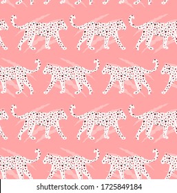 Hand Drawn Abstract Leopard Cheetah with Animal Skin Texture Repeating Vector Pattern Isolated Background