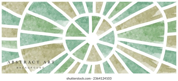 Hand drawn abstract line art background vector. Wallpaper design with round curve line art pattern with watercolor texture background. Design illustration for home decoration, card, poster, banner.