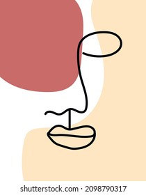 Hand drawn abstract line face. Contemporary drawing in modern cubism style. Creative texture. 