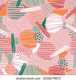 Ligne abstraite dessinée à la main et motifs harmonieux image vectorielle EPS10 Ambiance colorée pastel ,Conception pour la mode , tissu, tissu, fond d'écran, couverture, web , emballage et toutes les impressions sur rose