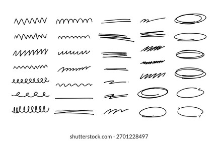 Hand drawn abstract line set with black sketch texture, artistic vector elements for modern graphic design, and creative doodle and stroke collection in minimal hand drawn style
