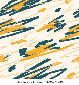 Hand drawn abstract lines illustration print. Creative collage seamless pattern background