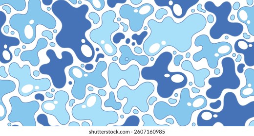 Hand Drawn Abstract Liquid Shape Seamless Pattern with Water Splashes background