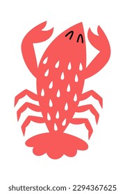 Hand drawn abstract lobster Wild animal design element. Vector illustration
