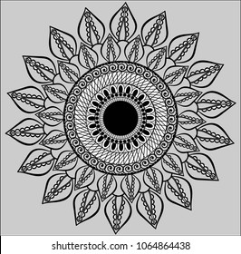Hand drawn abstract mandala design. Vector oriental round pattern. Coloring book element