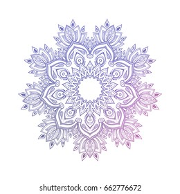 Hand drawn abstract mandala design. Vector oriental round pattern. Coloring book element.