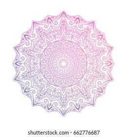 Hand drawn abstract mandala design. Vector oriental round pattern. Coloring book element.