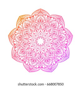 Hand drawn abstract mandala design. Vector oriental round pattern. Coloring book element.