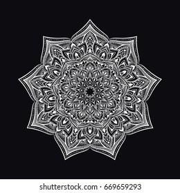 Hand drawn abstract mandala design. Vector oriental round pattern. Coloring book element.