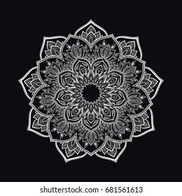 Hand drawn abstract mandala design. Vector oriental round pattern. Coloring book element.