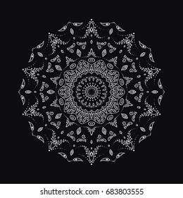 Hand drawn abstract mandala design. Vector oriental round pattern. Coloring book element.