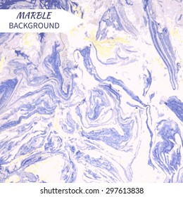 Hand drawn abstract marble texture. Handmade with liquid paint. Purple and gold ink. 