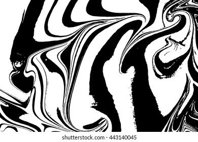 Hand drawn abstract marble texture. Beautiful white and black marble background. Handmade stone or rock texture with liquid paint ink. Ebru, Turkish marbling art.