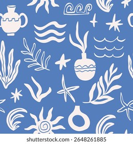 Fundo mediterrâneo abstrato desenhado à mão