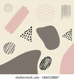 Hand drawn abstract memphis pattern texture with handmade elements, different decors. Texture can be used for wallpapers, prints, websites. white background EPS Vector