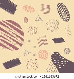 Hand drawn abstract memphis pattern texture with handmade elements, different decors. Texture can be used for wallpapers, prints, websites. white background EPS Vector