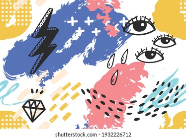 hand drawn abstract memphis seamless background vector illustration
