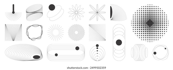 Dibujado a mano elemento mínimo abstracto conjunto de Vector de mediados de siglo. Estética contemporánea línea de arte, forma geométrica en monocromo. Diseño de forma de arte para el arte de la pared, decoración, Fondo de pantalla.