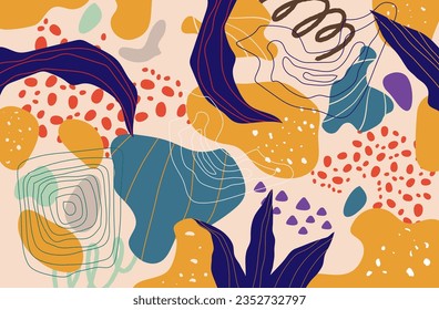 Hand drawn abstract miscellaneous object vintage colour pattern