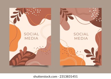 Hand drawn Abstract modern cover minimal design,set of trendy style hand drawn background. social media aesthetic cover shape template background