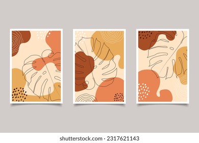 Hand drawn Abstract modern cover minimal design,set of trendy style hand drawn background. social media aesthetic cover shape template background