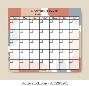 Hand Drawn Abstract Monthly Planner Template Printable