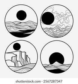 Hand drawn abstract mountain illustration. Detailed and can be applied according to printing or design needs.