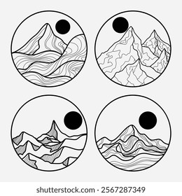 Hand drawn abstract mountain illustration. Detailed and can be applied according to printing or design needs.