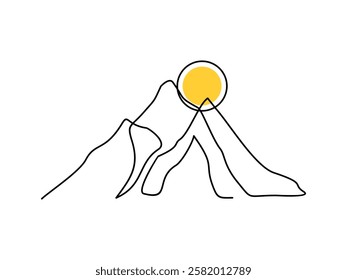 hand drawn abstract mountain landscape symbol design vector illustration on transparent background