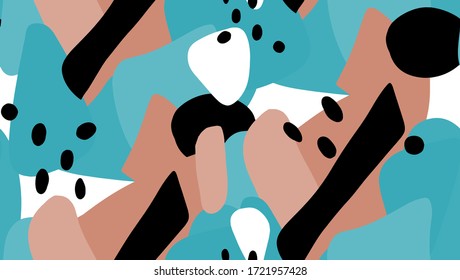 Hand Drawn Abstract Multi Color Geometric Shapes Repeating Vector Pattern