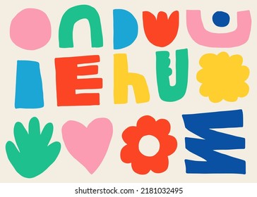 Illustrationsset für handgezeichnete abstrakte Naturformelemente