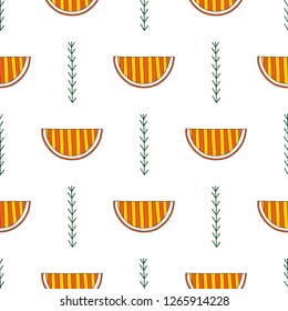 Hand drawn abstract oranges seamless pattern. Vector colorful background in modern style. Striped funny texture for surface design, textile, wrapping paper, wallpaper, phone case print, fabric.