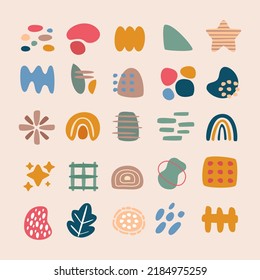 Hand drawn abstract organic shape doodle background set
