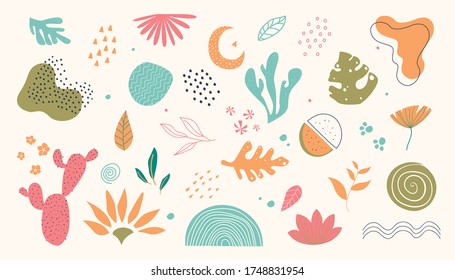 Hand drawn abstract organic shapes. background. Summer shapes