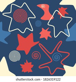 ้Seamless hand drawn abstract organic shapes background.