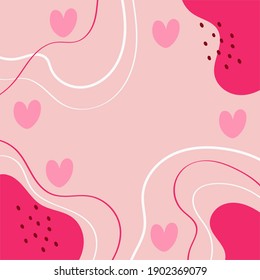 Hand drawn abstract organic shapes and heart, line arts background with copy space for text and images. Love and  valentine Vector illustration, eps 10