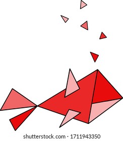 Hand Drawn Abstract Origami Fish with Triangle Water Balloons Logo Design Material Canvas Vector Pattern Isolated Background