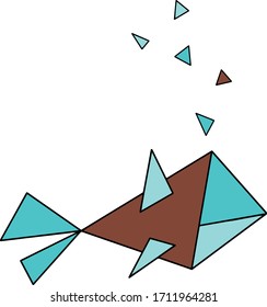 Hand Drawn Abstract Origami Fish with Triangle Water Balloons Logo Design Material Canvas Vector Pattern Isolated Background