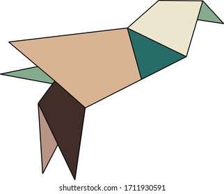 Hand Drawn Abstract Origami Swallow Bird Logo Design Material Canvas Vector Pattern Isolated Background