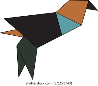 Hand Drawn Abstract Origami Swallow Bird Logo Design Material Canvas Vector Pattern Isolated Background