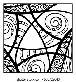 Hand drawn abstract ornamental background, Can be used for coloring book page, Vector illustration