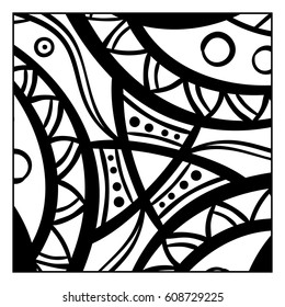 Hand drawn abstract ornamental background, Can be used for coloring book page, Vector illustration