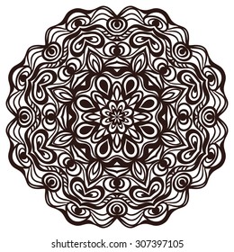 Hand drawn abstract ornamental round lace doily.
