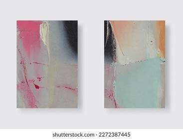 Hand drawn abstract painting set. Abstract art background. Color painting on canvas. Color texture. Brushstrokes of paint. Modern art. Contemporary art. Colorful canvas. Vector Illustration.