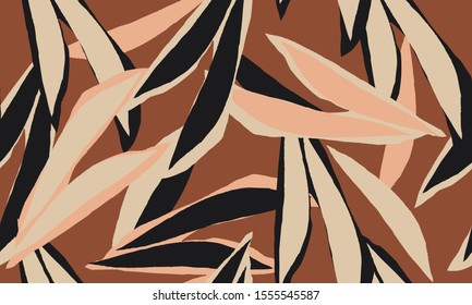 Hand drawn abstract pattern. Creative collage contemporary seamless pattern. Natural colors. Fashionable template for design.