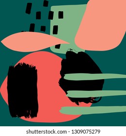 Hand drawn abstract pattern design. Card with brush stroke elements. Vector illustration